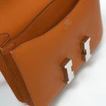 Hermes Handbag Hermes Constance 18 Abricot Veau Evercolor Leather Palladium Plated Orange - Redeluxe