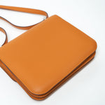 Hermes Handbag Hermes Constance 18 Abricot Veau Evercolor Leather Palladium Plated Orange - Redeluxe