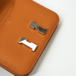Hermes Handbag Hermes Constance 18 Abricot Veau Evercolor Leather Palladium Plated Orange - Redeluxe