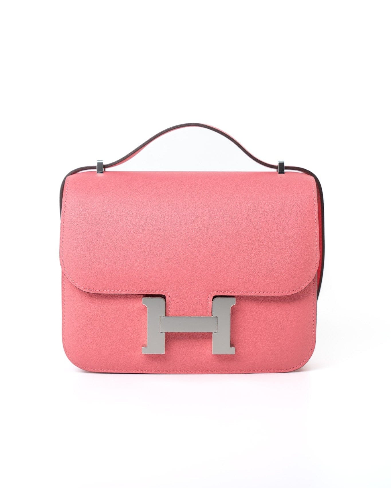 Hermes Handbag Hermes Constance 18 Rose Azalee Evercolor PHW C Stamp - Redeluxe