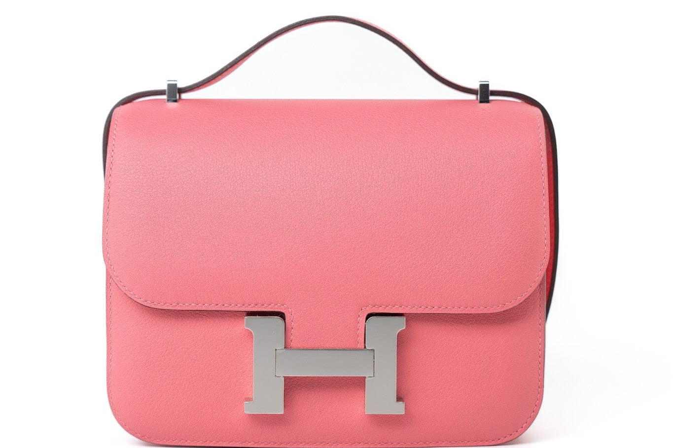 Hermes Handbag Hermes Constance 18 Rose Azalee Evercolor PHW C Stamp - Redeluxe