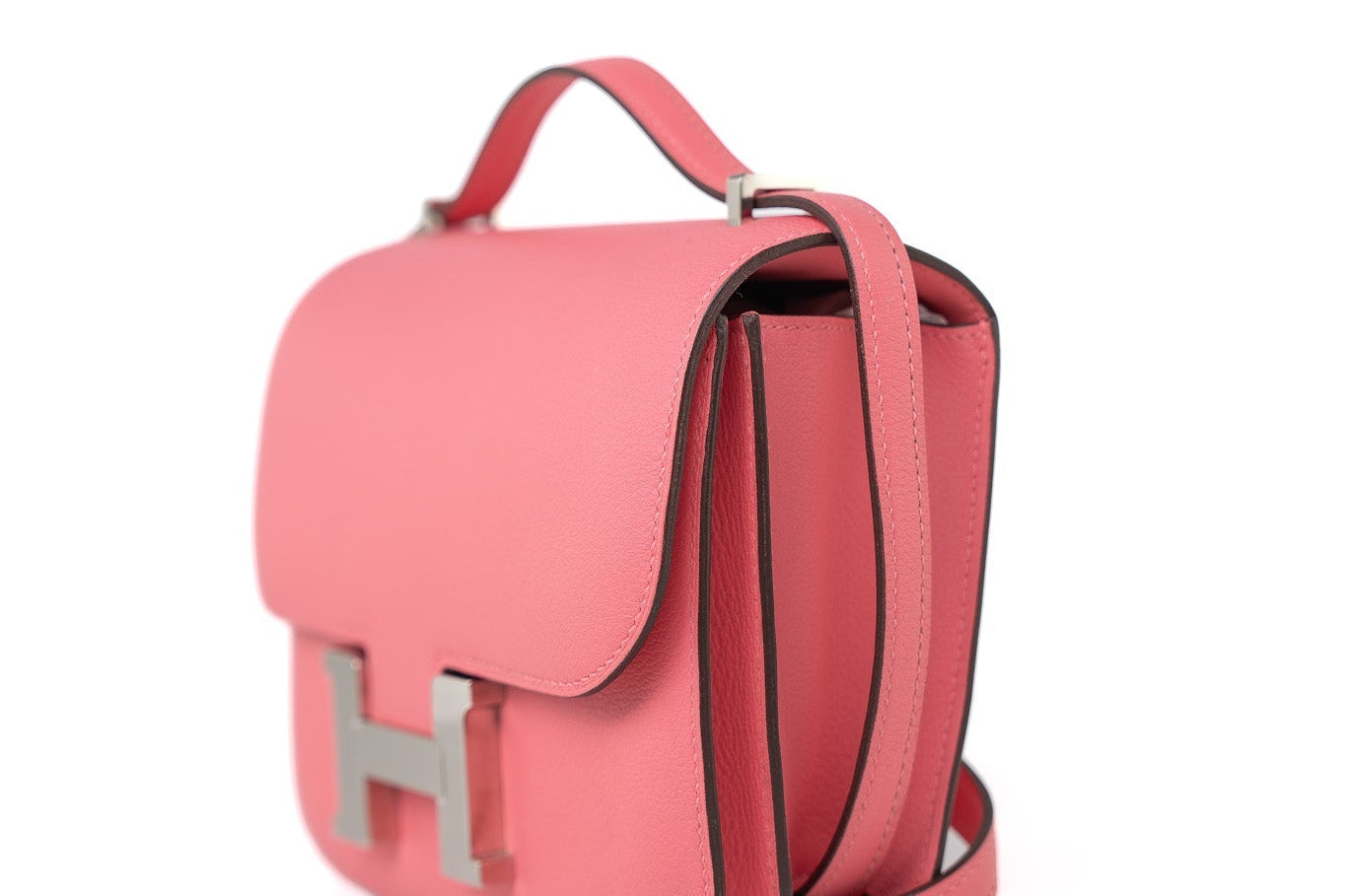 Hermes Handbag Hermes Constance 18 Rose Azalee Evercolor PHW C Stamp - Redeluxe