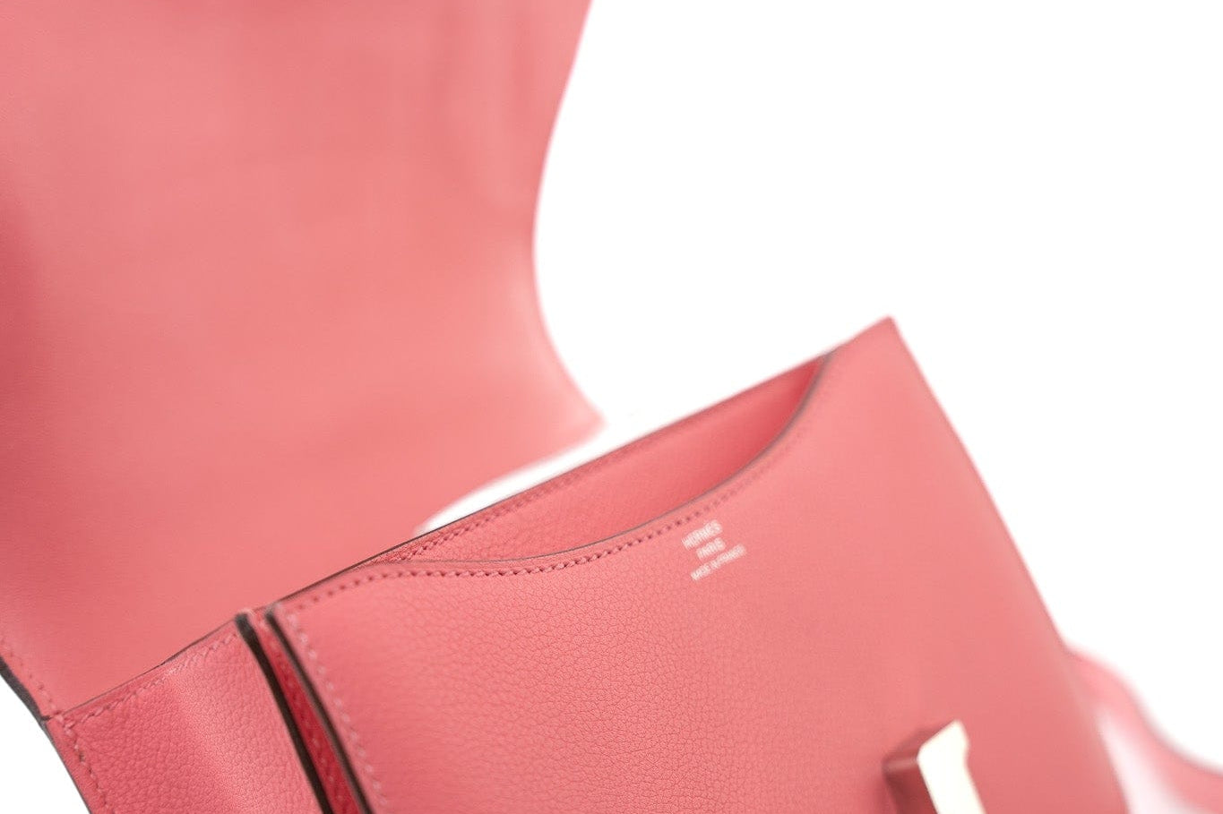 Hermes Handbag Hermes Constance 18 Rose Azalee Evercolor PHW C Stamp - Redeluxe
