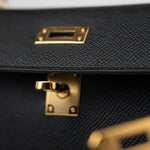 Hermes Handbag Hermes Kelly 25 Black Veau Epsom Leather Gold Plated - Redeluxe