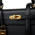 Hermes Handbag Hermes Kelly 25 Black Veau Epsom Leather Gold Plated - Redeluxe