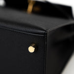 Hermes Handbag Hermes Kelly 25 Black Veau Epsom Leather Gold Plated - Redeluxe