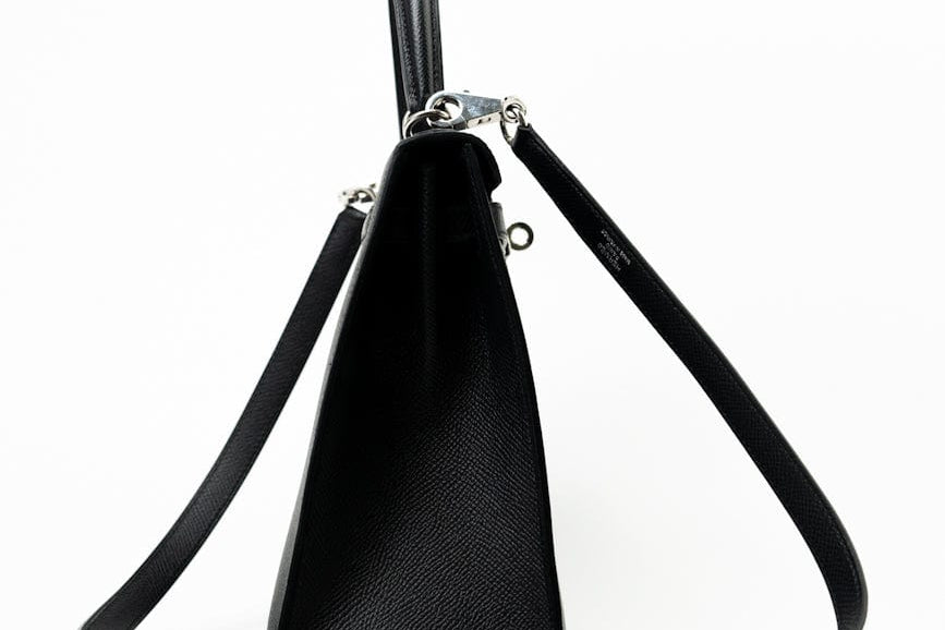 Hermes Handbag Hermes Kelly 25 Black Veau Epsom Leather Palladium Plated 2021 Z - Redeluxe