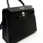 Hermes Handbag Hermes Kelly 25 Black Veau Epsom Leather Palladium Plated 2021 Z - Redeluxe