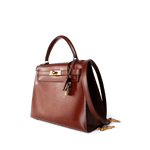 Hermes Handbag Hermes Kelly 28 Box Calfskin Rouge H Goldplated T Stamp - Redeluxe