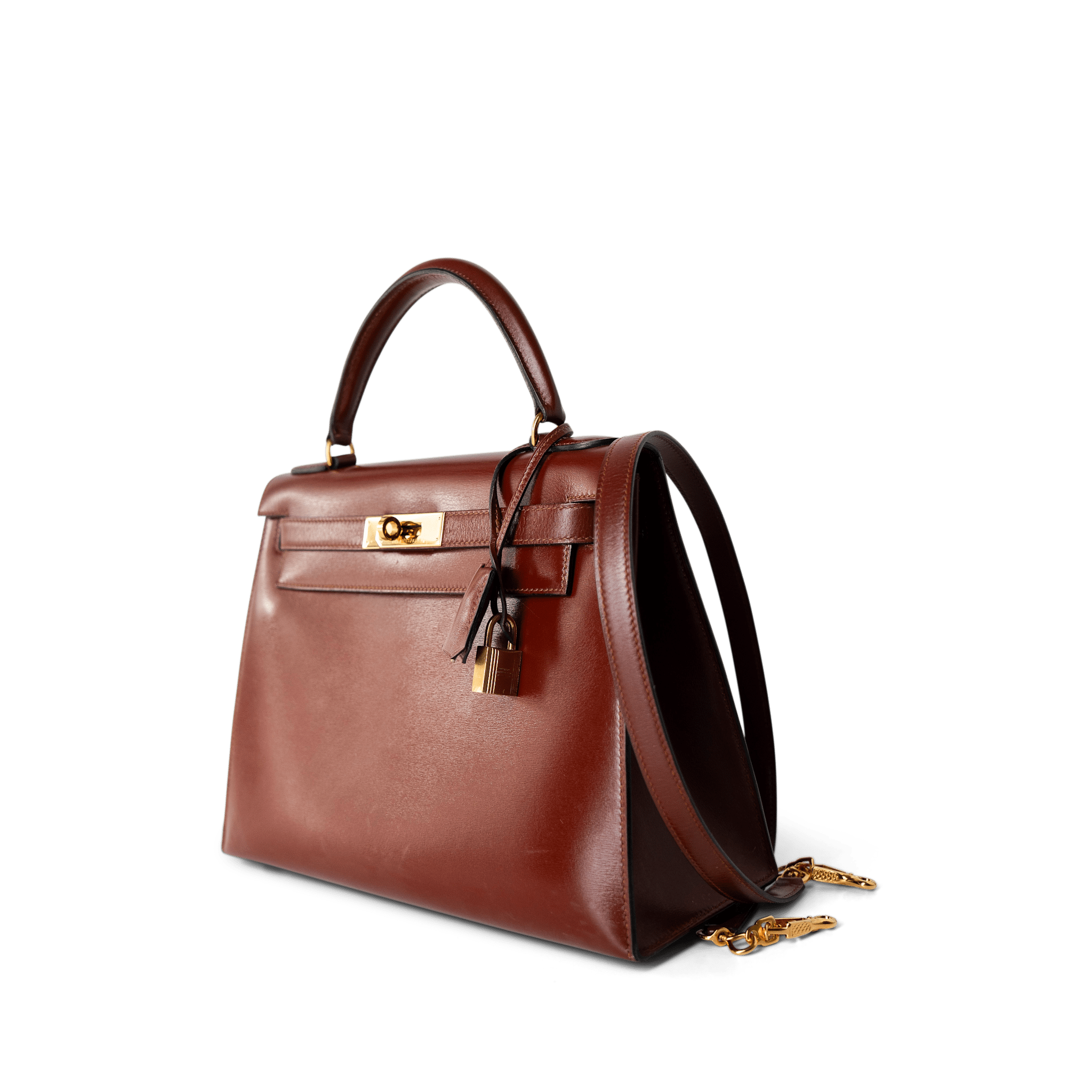 Hermes Handbag Hermes Kelly 28 Box Calfskin Rouge H Goldplated T Stamp - Redeluxe