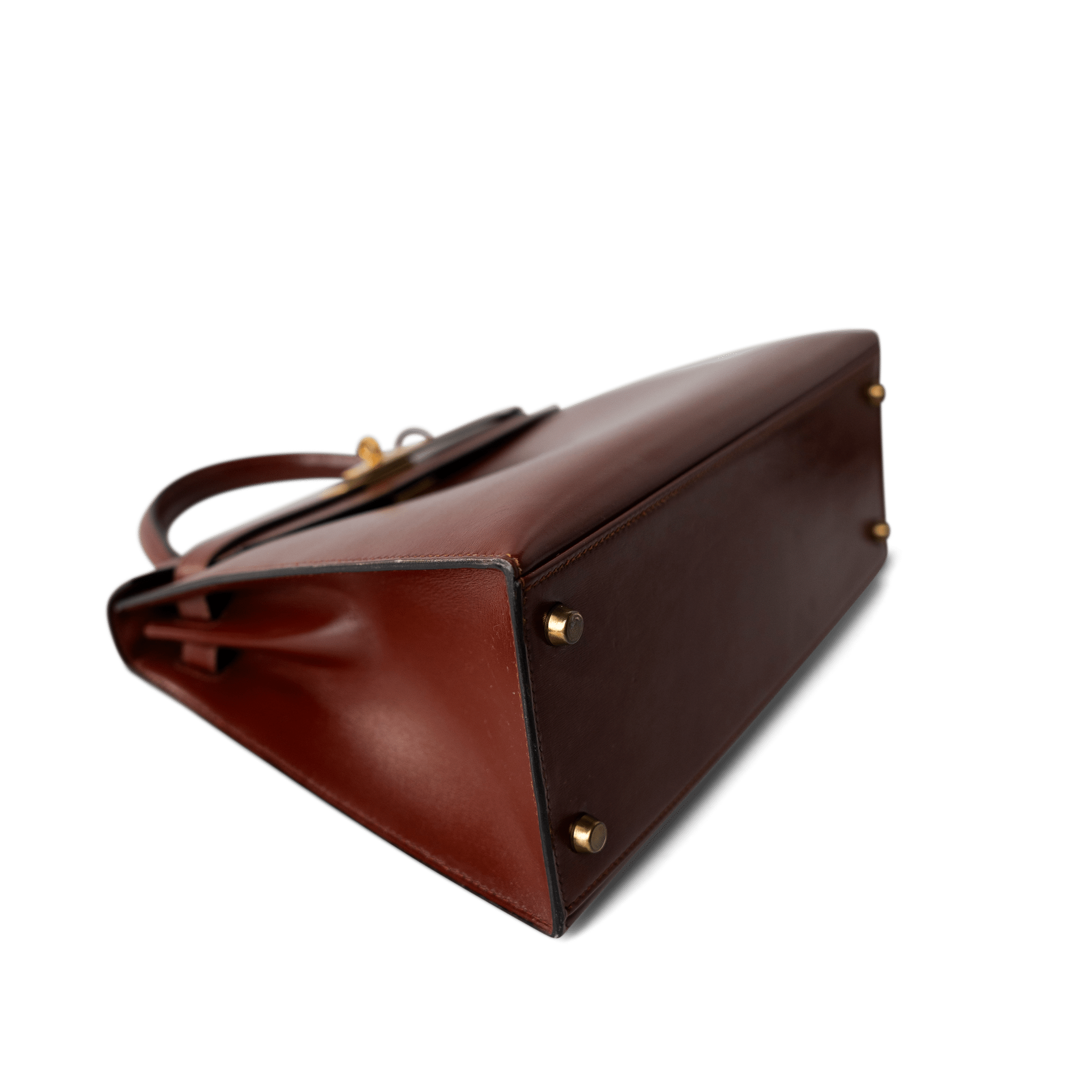 Hermes Handbag Hermes Kelly 28 Box Calfskin Rouge H Goldplated T Stamp - Redeluxe