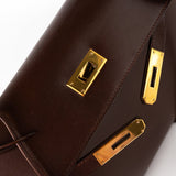 Hermes Handbag Hermès Kelly 28 Courchevel Chocolat Gold Metal Fittings X Stamp (1994) - Redeluxe
