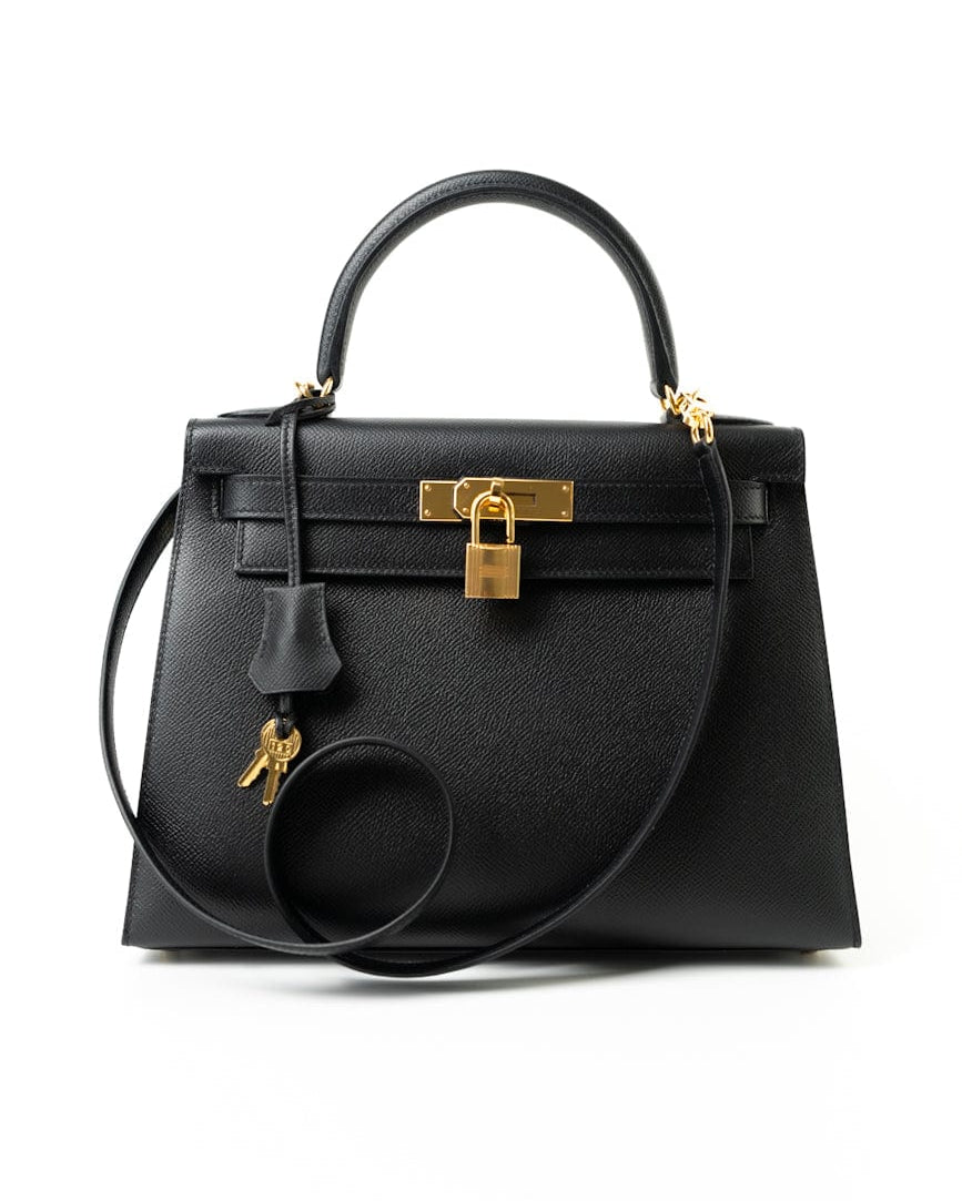 Hermes Handbag Hermes Kelly 28 Veau Epsom Leather Black with Gold Plated Hardware 2019 D - Redeluxe