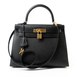 Hermes Handbag Hermes Kelly 28 Veau Epsom Leather Black with Gold Plated Hardware 2019 D - Redeluxe