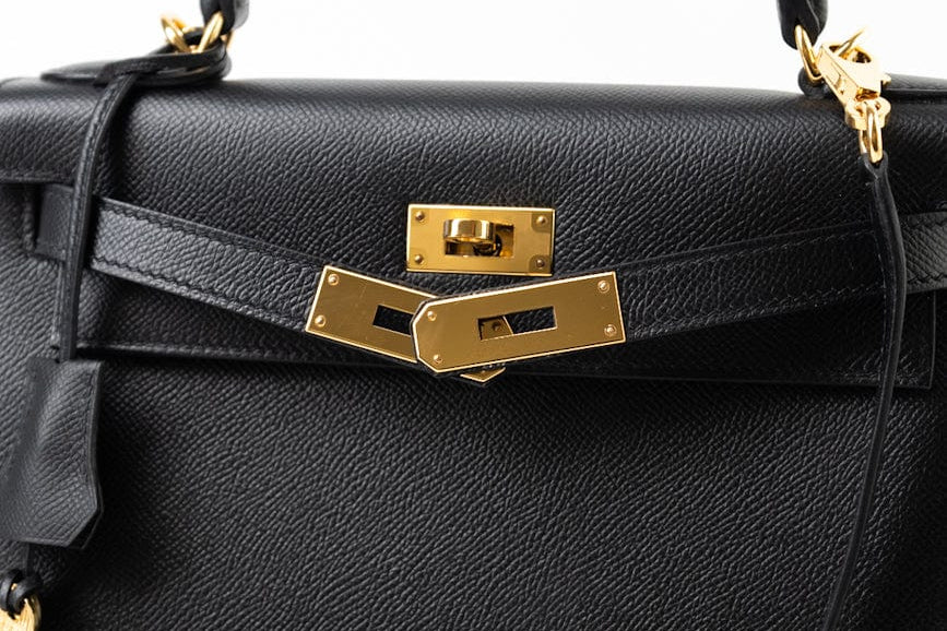 Hermes Handbag Hermes Kelly 28 Veau Epsom Leather Black with Gold Plated Hardware 2019 D - Redeluxe