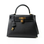 Hermes Handbag Hermes Kelly 28 Veau Epsom Leather Black with Gold Plated Hardware 2019 D - Redeluxe