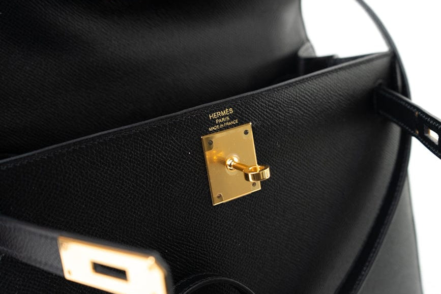 Hermes Handbag Hermes Kelly 28 Veau Epsom Leather Black with Gold Plated Hardware 2019 D - Redeluxe