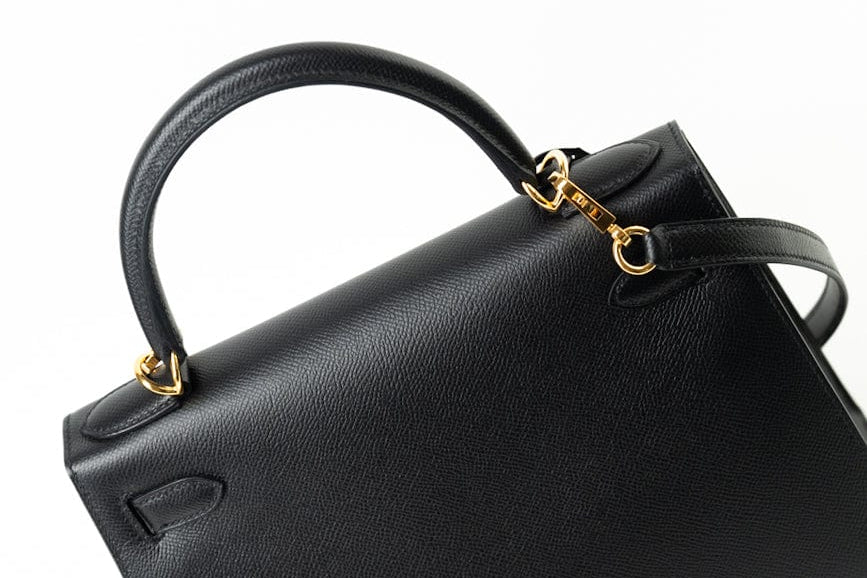 Hermes Handbag Hermes Kelly 28 Veau Epsom Leather Black with Gold Plated Hardware 2019 D - Redeluxe