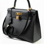 Hermes Handbag Hermes Kelly 28 Veau Epsom Leather Black with Gold Plated Hardware 2019 D - Redeluxe
