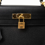 Hermes Handbag Hermes Kelly 28 Veau Epsom Leather Black with Gold Plated Hardware 2019 D - Redeluxe