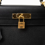 Hermes Handbag Hermes Kelly 28 Veau Epsom Leather Black with Gold Plated Hardware 2019 D - Redeluxe