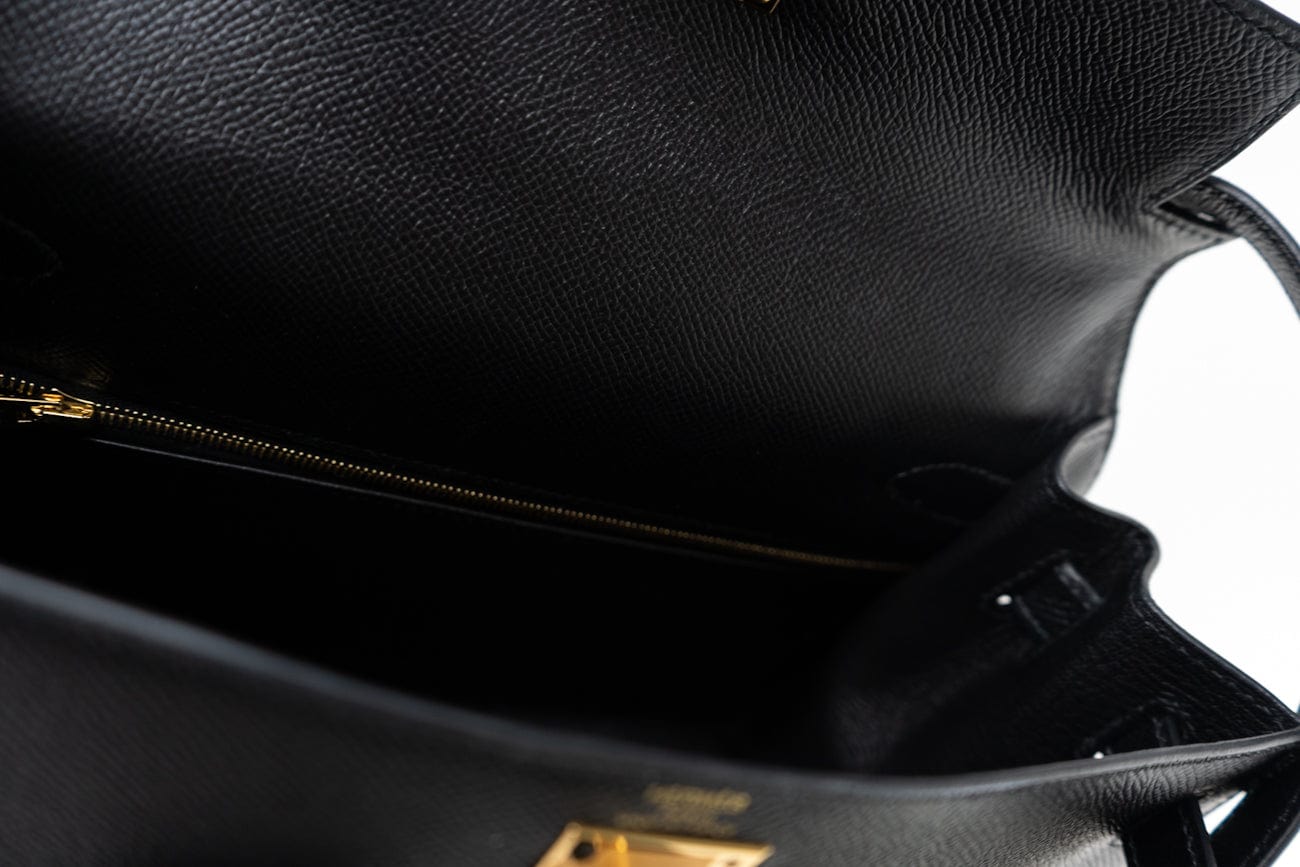 Hermes Handbag Hermes Kelly 28 Veau Epsom Leather Black with Gold Plated Hardware 2019 D - Redeluxe