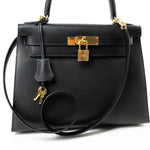 Hermes Handbag Hermes Kelly 28 Veau Epsom Leather Black with Gold Plated Hardware 2019 D - Redeluxe