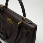 Hermes Handbag Hermes Kelly 32 Courchevel Chocolat Gold - Redeluxe