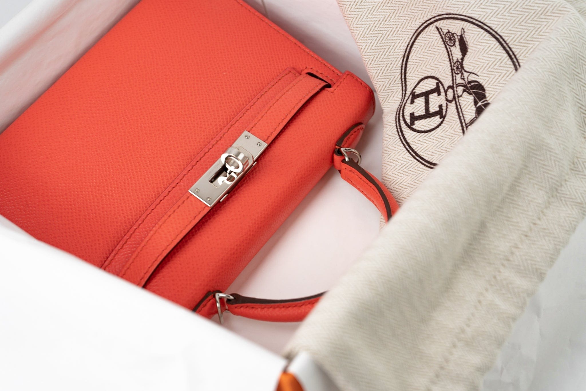 Hermes Handbag Hermes Kelly Mini II Rose Texas Veau Epsom Leather Palladium plated 2021 Z - Redeluxe