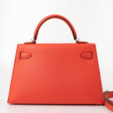 Hermes Handbag Hermes Kelly Mini II Rose Texas Veau Epsom Leather Palladium plated 2021 Z - Redeluxe