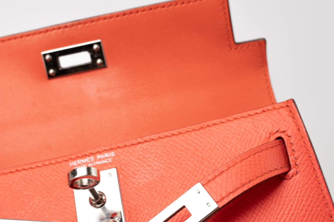 Hermes Handbag Hermes Kelly Mini II Rose Texas Veau Epsom Leather Palladium plated 2021 Z - Redeluxe