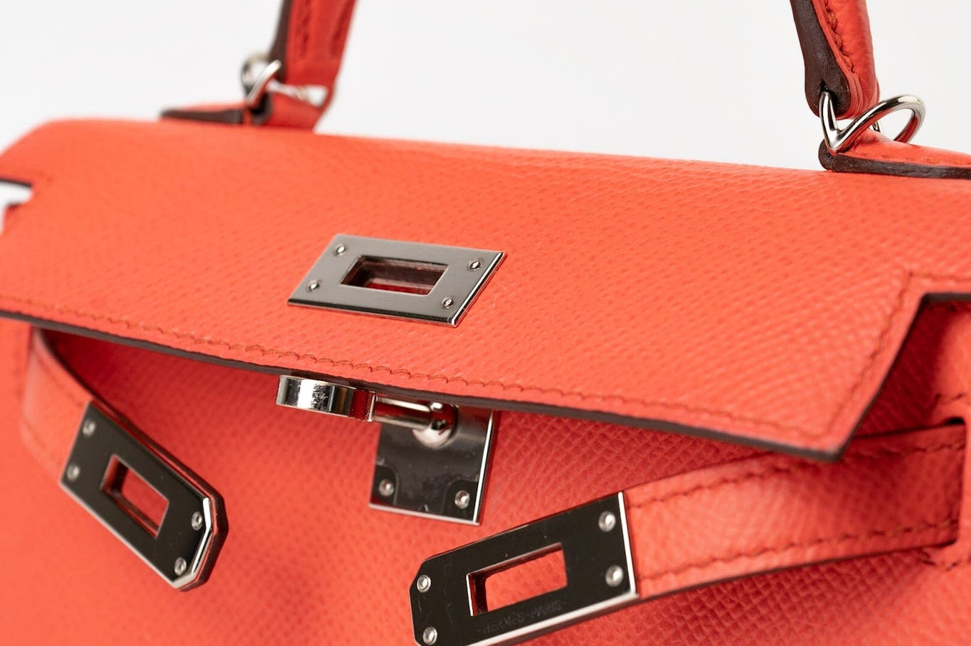 Hermes Handbag Hermes Kelly Mini II Rose Texas Veau Epsom Leather Palladium plated 2021 Z - Redeluxe