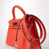 Hermes Handbag Hermes Kelly Mini II Rose Texas Veau Epsom Leather Palladium plated 2021 Z - Redeluxe