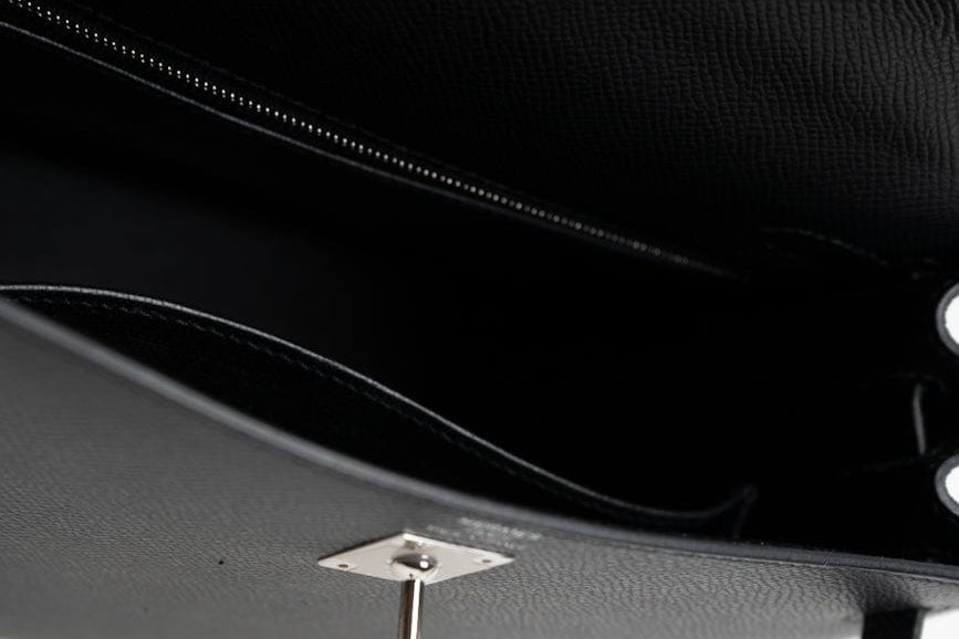 Hermes Handbag Hermes Kelly Sellier 25 Bleu Indigo Veau Epsom Leather Palladium Plated 2020 Y - Redeluxe