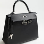 Hermes Handbag Hermes Kelly Sellier 25 Bleu Indigo Veau Epsom Leather Palladium Plated 2020 Y - Redeluxe