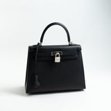Hermes Handbag Hermes Kelly Sellier 25 Bleu Indigo Veau Epsom Leather Palladium Plated 2020 Y - Redeluxe