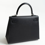 Hermes Handbag Hermes Kelly Sellier 25 Bleu Indigo Veau Epsom Leather Palladium Plated 2020 Y - Redeluxe