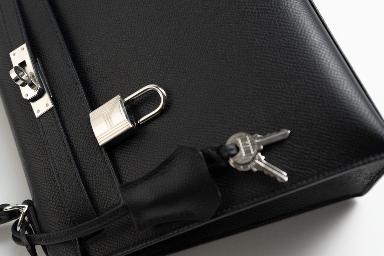 Hermes Handbag Hermes Kelly Sellier 25 Bleu Indigo Veau Epsom Leather Palladium Plated 2020 Y - Redeluxe