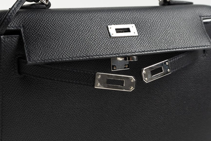 Hermes Handbag Hermes Kelly Sellier 25 Bleu Indigo Veau Epsom Leather Palladium Plated 2020 Y - Redeluxe