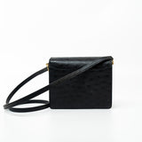 Hermes Handbag Hermès  Mini Roulis Black Ostrich Leather Gold Hardware - Redeluxe