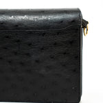 Hermes Handbag Hermès  Mini Roulis Black Ostrich Leather Gold Hardware - Redeluxe