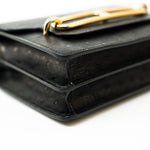 Hermes Handbag Hermès  Mini Roulis Black Ostrich Leather Gold Hardware - Redeluxe