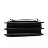Hermes Handbag Hermès  Mini Roulis Black Ostrich Leather Gold Hardware - Redeluxe