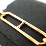 Hermes Handbag Hermès  Mini Roulis Black Ostrich Leather Gold Hardware - Redeluxe