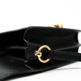 Hermes Handbag Hermès  Mini Roulis Black Ostrich Leather Gold Hardware - Redeluxe