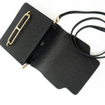 Hermes Handbag Hermès  Mini Roulis Black Ostrich Leather Gold Hardware - Redeluxe