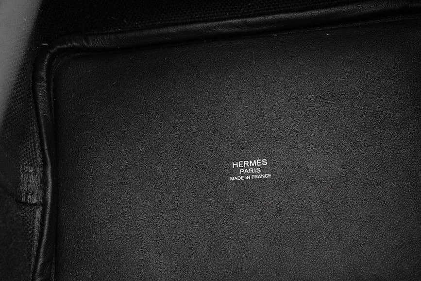 Hermes Handbag Hermès Picotin Cargo 18 Black Swift and Toile Canvas Palladium Hardware - Redeluxe