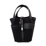 Hermes Handbag Hermès Picotin Cargo 18 Black Swift and Toile Canvas Palladium Hardware - Redeluxe