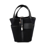 Hermes Handbag Hermès Picotin Cargo 18 Black Swift and Toile Canvas Palladium Hardware - Redeluxe