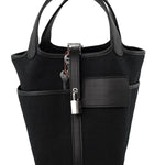 Hermes Handbag Hermès Picotin Cargo 18 Black Swift and Toile Canvas Palladium Hardware - Redeluxe